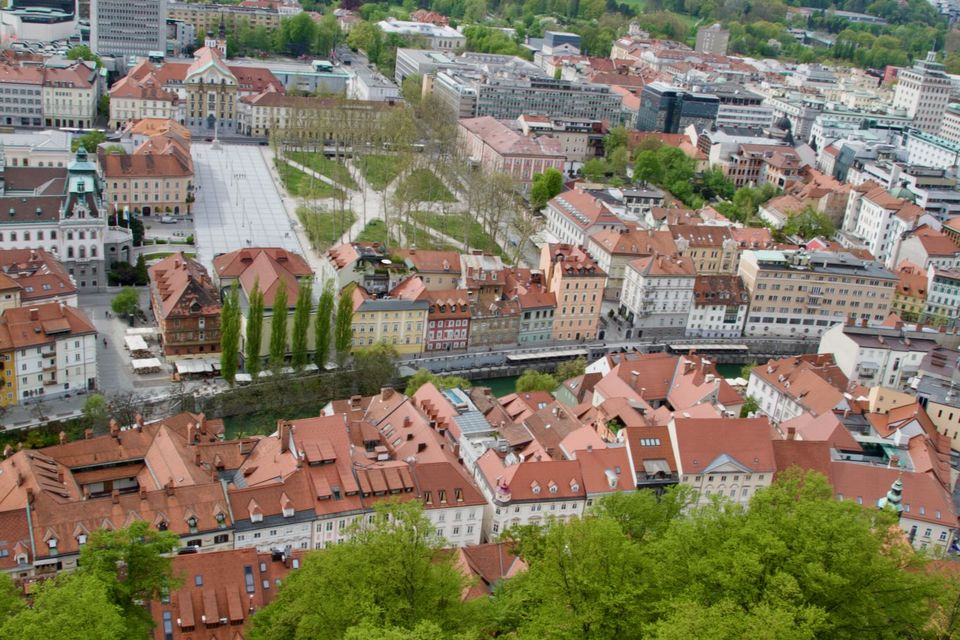 Old town rooftops and Congress Square seen from the castle hill