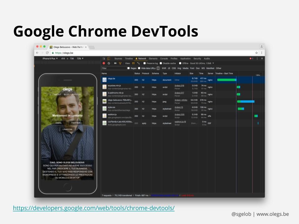 Screenshot di Google Chrome DevTools
