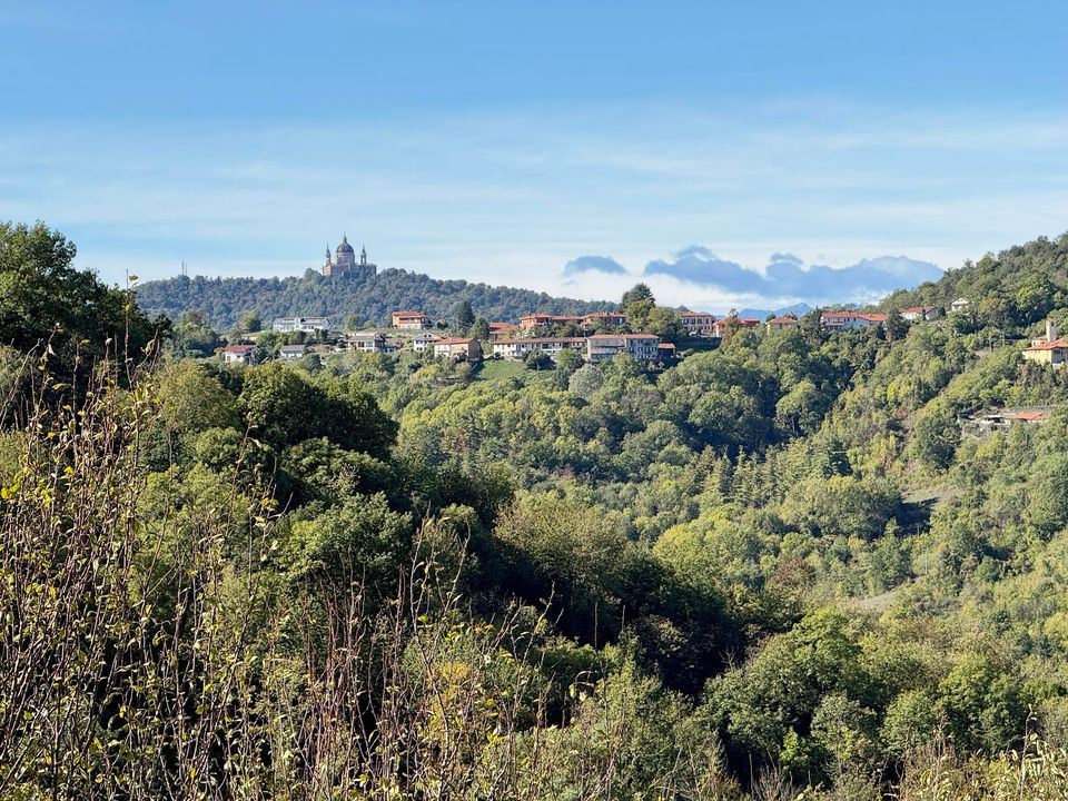 The Basilica of Superga on its hilltop above village houses